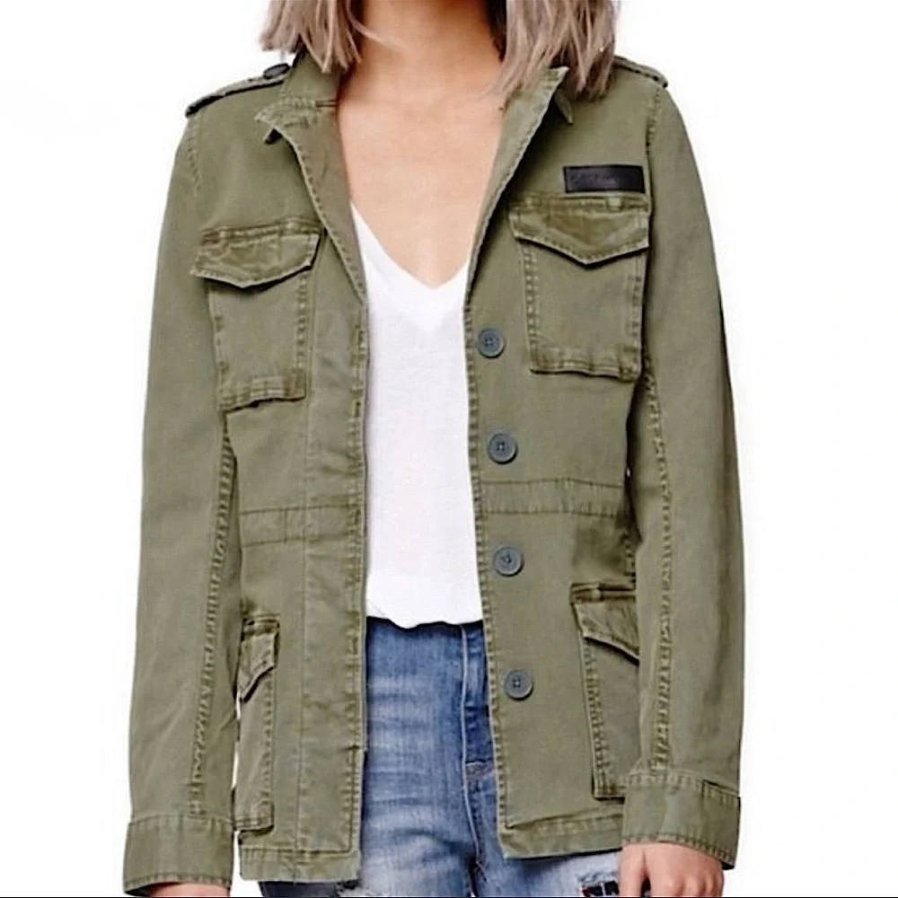 GYPSY WARRIOR Olive Green Utility Jacket – Heart & Daggers Graphic - Size Small